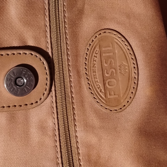 Vintage Fossil Turquoise Totale Bag Leather And Canvas - Picture 10 of 17